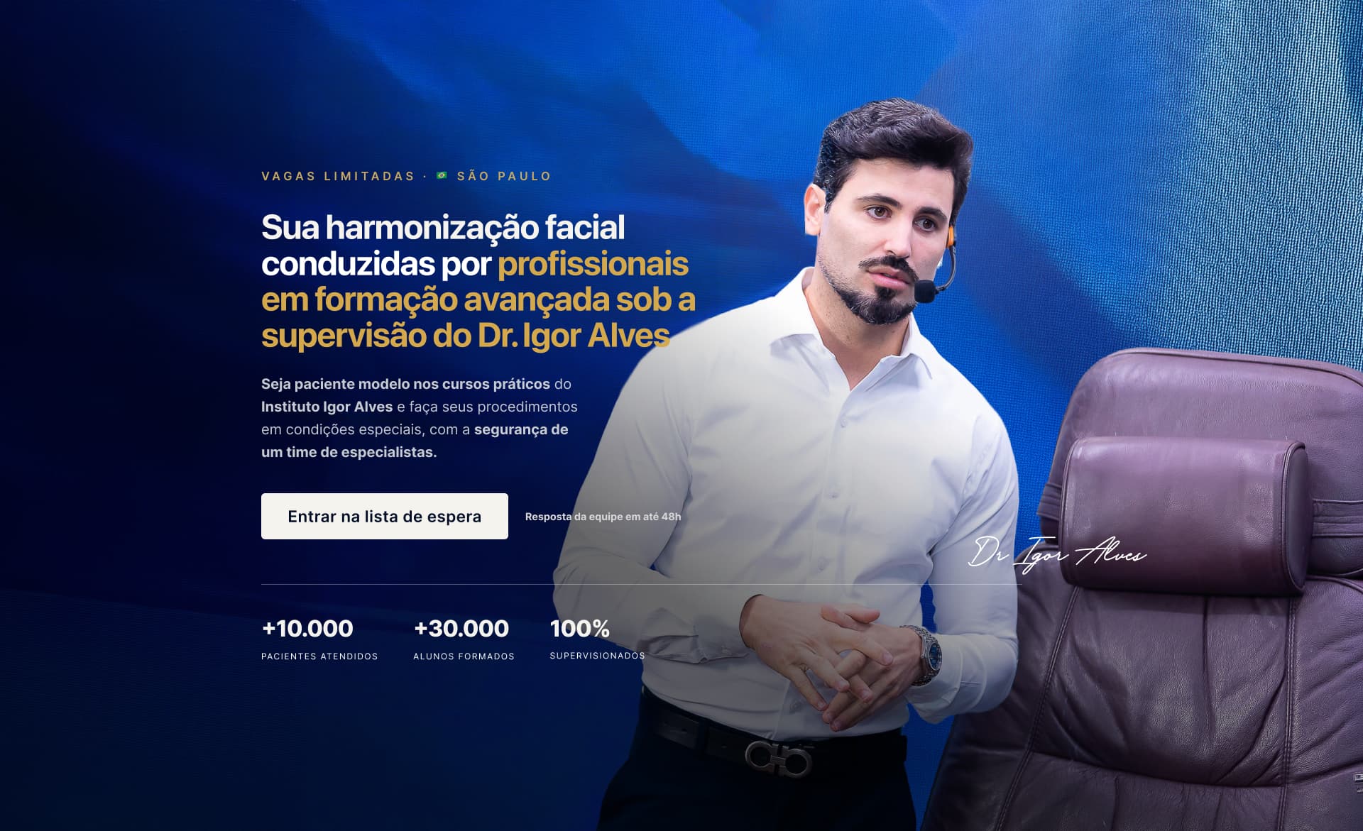 Landing page de lista de espera do Instituto Igor Alves